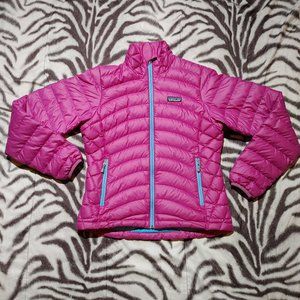 Patagonia goose down puffer sweater zip up jacket magenta size XS women's